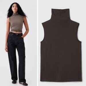 Gap | Featherweight Turtleneck Tank Top In Terra Brown